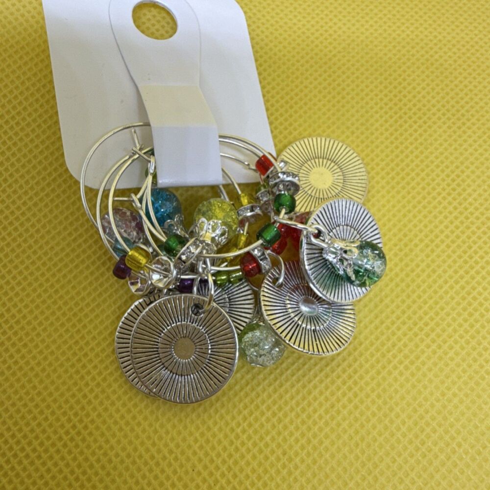 Handmade Inspirational Multicolor Wine Glass Charms Set of 6 - Picture 3 of 4
